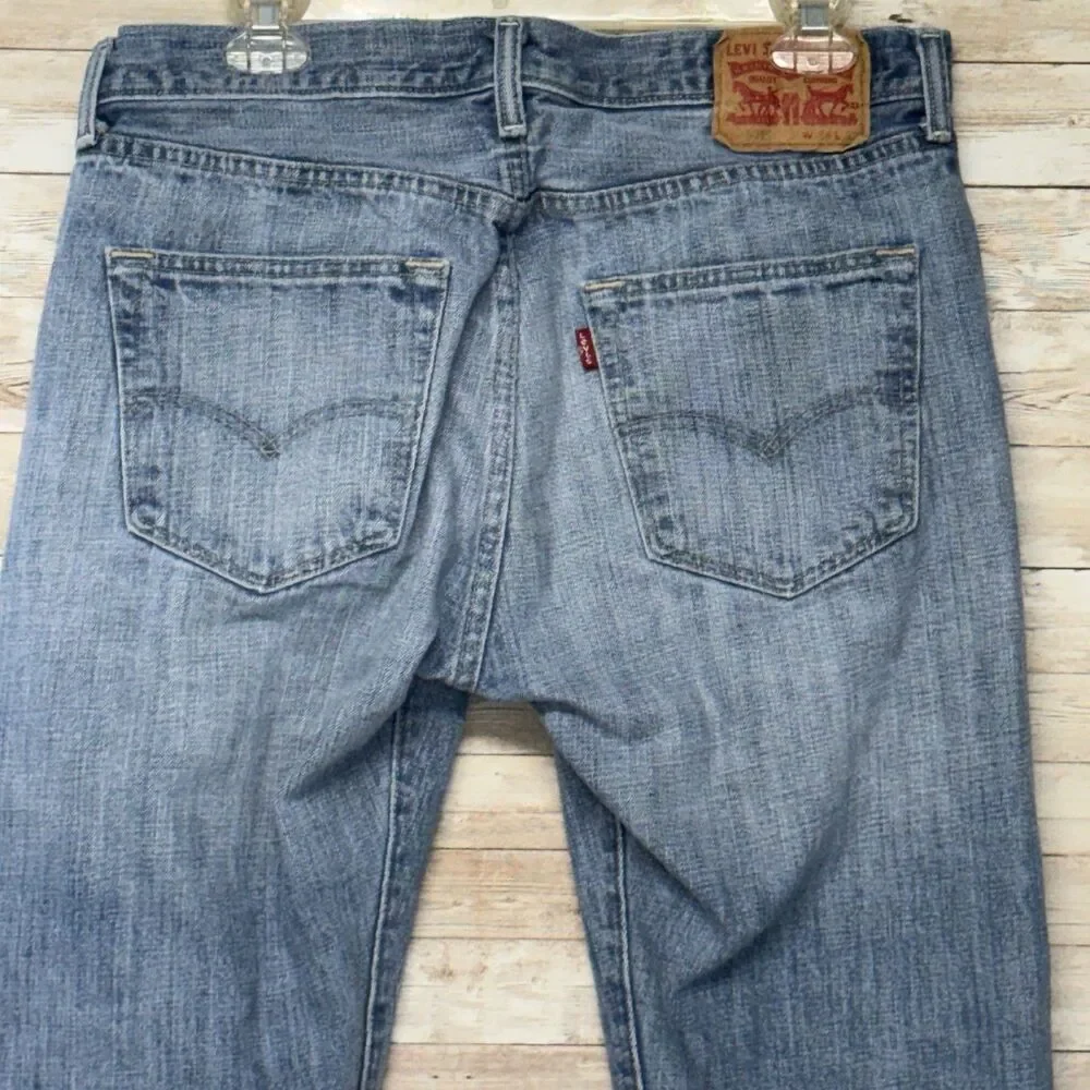 Levis 501 Button Fly Jeans Mens 33x32 Blue Denim Pants Faded Work Chore Office